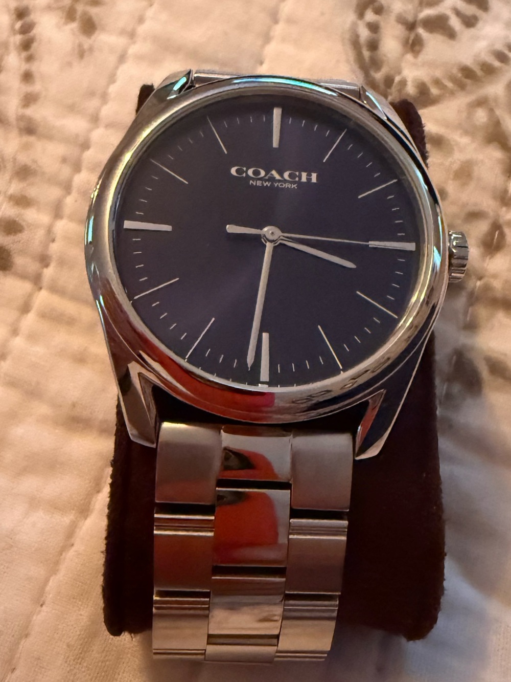 Coach Silver Stainless Steel Watch with Blue Dial